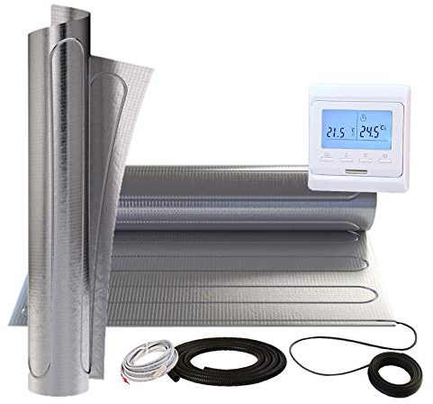 Alu 3m² Fußboden-Heizmatte Bodenheizung mit E51 Thermostat Digital Unterputz