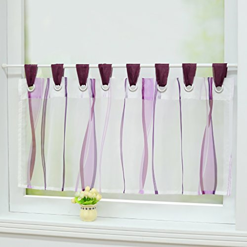 Joyswahl Scheibengardine Voile Bistrogardinen mit Schlaufen Leonie Kurzstore HxB 45x120cm Violett 1er Pack