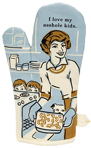 Blue Q Love My Asshole Kids Oven Mitt - Blue, Silicone, Cotton, 100% Cotton