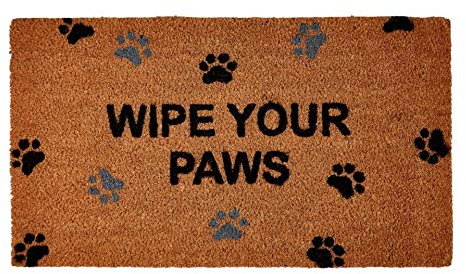 GROUNDSMAN COIR DOORMAT WIPE YOUR PAWS 40CM X 70CM