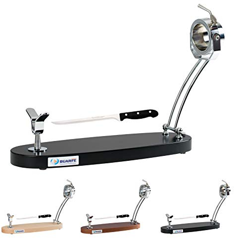 Buarfe Jamonero Plegable Jabugo Madera de Haya Cabezal Giratorio con Cuchillo Jamonero (Wengué)