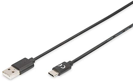 DIGITUS Cable de conexión USB 2.0 - 4,0 m - USB A (m) a USB C (m) - 480 Mbit/s - cable de conexión, cable USB - Negro