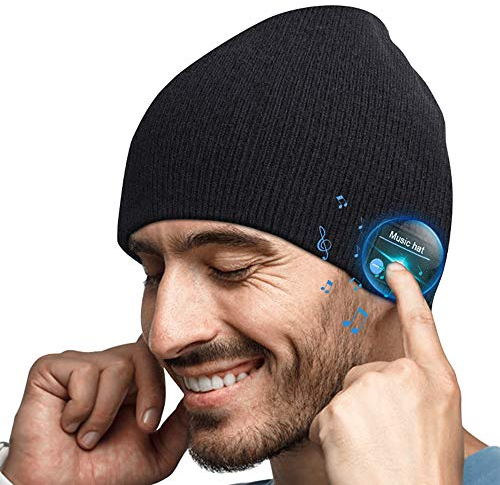 Kreative Geschenke für Männer Bluetooth Mütze - Wichtelgeschenk Ideen für Papa Herren Weihnachten, Elektronik Technik Gadgets für Teenager Jungs Bruder Mütze mit Kopfhörer