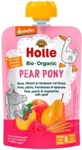 HOLLE Pouchy Pear Pony Birne, Pfirsich & Himbeere mit DInkel (12 x 100g)
