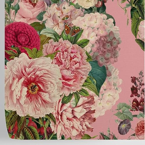 W4B Modern Pink Velvet Floral Wallpaper. Ecological Paper (No Solvent). Easy to Apply/Remove. 8 Sheets of 39.4x27.5 in (59.2 sq ft). House, Furniture Decoration and Renovation. Made in Italy.