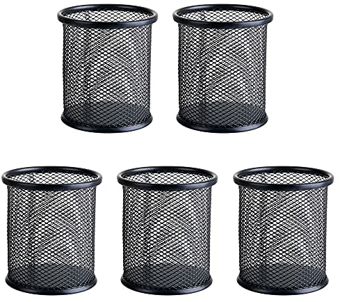 5 Pieces Office Storage Pen Holder, Pen Pencil Cup, Mesh Pencil Pot, Mesh Desk Office Organizer, Pen Holder, Used to Store Pencils, Pens, Eyebrow Pencils and Small Objects