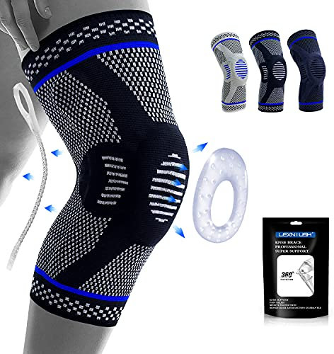 Lexniush Kniebandage Männer/Damen, Kompression Kniestütze mit Patella Gel Pads & Feder Seitenstabilisatoren, Knee Sleeves Support für Meniskus, Bei Arthrose, Kniescherzen, ACL, Sport, Volleyball