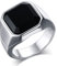 Flongo Herren Ring, Männer Bandring Siegelring Daumenring Silber Ton Hochzeit Verlobung Engagement Bequemlichkeit Passen Herren-Accessoires Größe 59