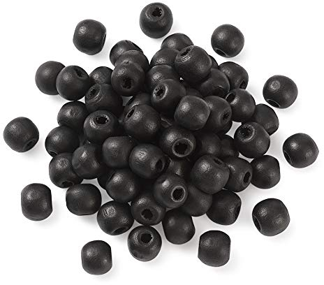 Craftdady 200 Stück natürliche runde schwarze Holzperlen gefärbte Holzkugeln Abstandshalter Perlen für Makramee Schmuck Handwerk Herstellung