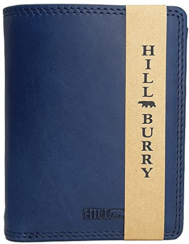 Hill Burry ® Geldbörse aus Leder für Damen mit RFID-Schutz mit Münzfach Echtleder Geldbeutel Portemonnaie Portmonee (Hill Burry Kollektion Hochformat, blau)