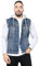 NOROZE Men's The Trucker Denim Long Fleece Sleeves Jacket Detachable Hood | Washed Denim Fleece Hoodie Western Style Jean Coat (M, Denim Blue)