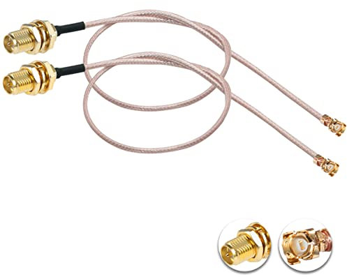 Vecys 2 Stück U.F.L1 zu RP-SMA Buchse Low Loss Koaxialkabel 12 /30CM U.F.L1 RG178 Koaxial Pigtail Kabel für Wireless Router Mini PCIE Netzwerkkarten PCI Wi-Fi WAN Repeater