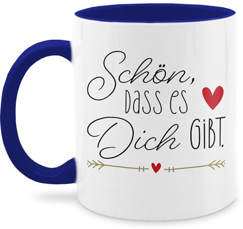 Tasse Tassen 325ml - Valentinstag Partner Freund & Freundin - Schön dass es dich gibt - 325 ml - Dunkelblau - kaffeetasse für valentinstagstassen valentinstagsgeschenke liebessprüche teetasse