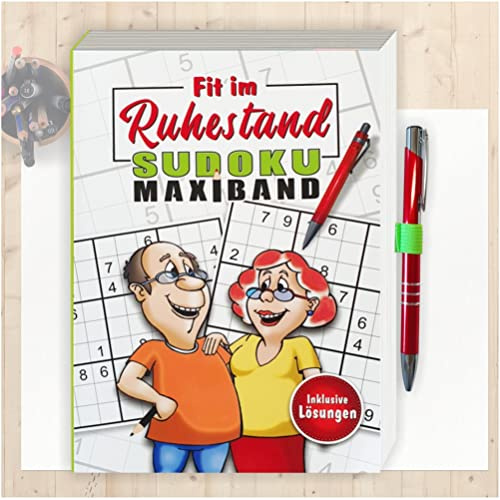 AV Andrea Verlag Fit im Ruhestand - SUDOKU Maxiband mit Kugelschreiber - BUCH RÄTSEL MIT LÖSUNGEN | Geschenk für Senioren | Geschenkidee für Opa Oma Rentner