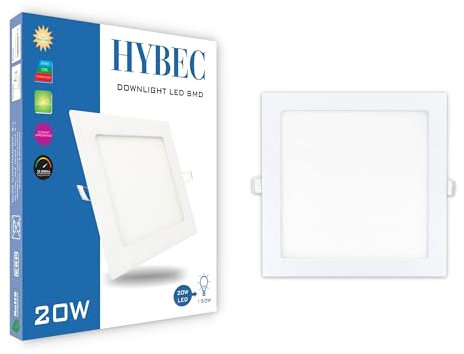 CLAR - Downlight LED Techo Cuadrado 20W, Downlight Cuadrado, Focos LED Cuadrados Empotrables, Iluminación Empotrable de Interior, Luz Neutra 4000ºK (Pack 1)