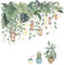 Green Pot Plants Leaves Wall Decals Self Adhesive Potted Plant Wall Stickers Leaf Wallpaper Hanging Plant Mural for DIY Living Room Kid Room 2pcs