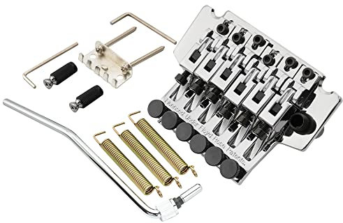 Musiclily Pro Flaches Profil 54mm Gitarre Double Locking Tremolo System Steg mit 34mm Messing Block für Floyd Rose Style E-Gitarre, Chrom