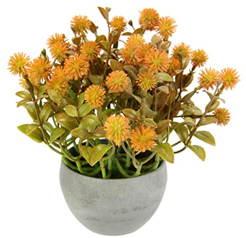 Kunstpflanze Margerite im Topf Künstliche Blumen Mittelstück Gras Blütenbusch Heidenkrant Busch Tischdeko Mittelstück Zimmerpflanze Pflanze Kunstblumen Unechte Deko Pflanze Buchs Blumenschmuck