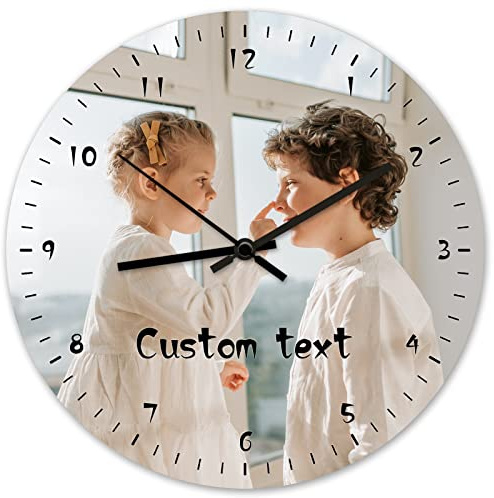 Benutzerdefinierte Wanduhr, Personalisierte Fotouhr zum Aufhängen, Fügen Sie Ihr Bild/Foto/Logo/Jedes Design Hinzu, für Wohnzimmer Schlafzimmer & Küche - Geschenk für Mama Papa Freunde & Familie