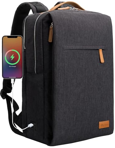 Hp hope Laptop Backpack for Women Travel, Durable Backpacks Carry On, with USB Charging Port, Fits 15.6 Inch Laptop, Waterproof, Resistant Luggage Business Weekender Bag, Black