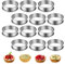 Weigudoc 12 Pièces Cercle Tartelette Antiadhésifs, Moules à Gâteau Acier Inoxydable, Anneaux à Gâteaux Round Cercles à Patisserie pour Gâteau Mousse Muffins Tartes CrumpetsTarte Décoration