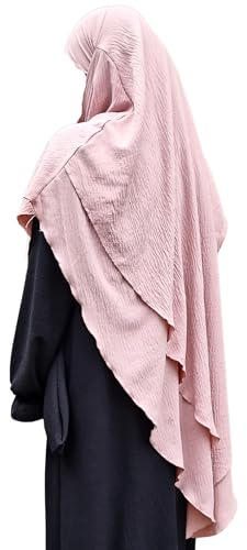 Yaqeen 2 lagiger Jazz Khimar langer Hijab für Muslimah Kopftuch Islamische Kleidung (Rosa)