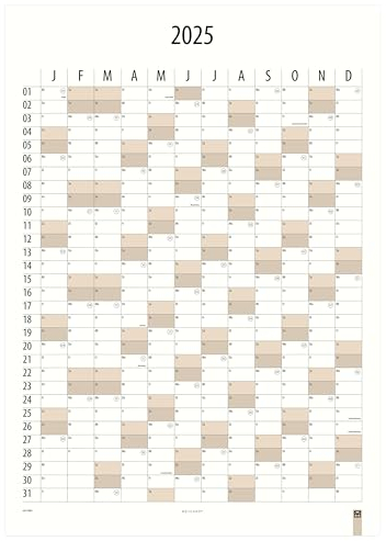 MEYCARD A2H PURE II Wandkalender 2026, Hochformat DIN A2, Jahresplaner, gerollt in stabiler Hülse