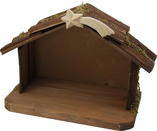 FADEDA Stall mit Komet/Höhe:15 cm/handbemalt/detailgetreue Krippen Figuren - Weihnachten Tisch Dekoration Krippe Zubehör