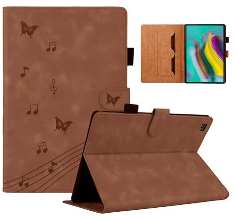 LSPCASA Funda Samsung Galaxy Tab S5e Patrón De Mariposa Funda Galaxy Tab S5e con Ranuras para Tarjetas para Samsung Galaxy Tab S5e SM-T720/T725 Marrón