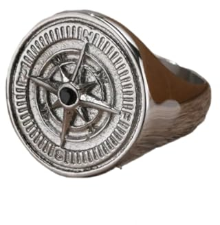 BISONBLUE Ringe Herren Ring Damen Männer Rings Geschenk Mode Punk Vintage Kompass Herrenring Schwarz für Männer Geschenke 12 18477