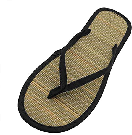 pvucpot Tongs en bambou pour femme - Chaussons d'été - Sandales plates - Sandales plates confortables - Sandales antidérapantes silencieuses en bambou - En rotin - Tongs d'été