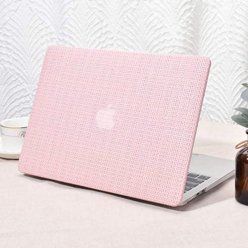 Vozehui Funda Compatible para Air 15 Inch 2024 2023 Release M3 A3114 M2 A2941 Touch ID Funda Tejida Elegante Transparente Plástico Dura Carcasa Protectora + Cubierta de Teclado