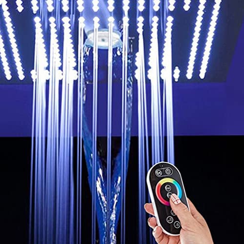 GaRcan Large LED Shower Head, 16 Inch Square Shower Head, Colourful Colour Changing with Remote Control, 304 Stainless Steel Ceiling Mounted