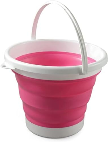 König Design Faltbarer Eimer Rund - Platzsparend & Robust - BPA-frei, Ergonomischer Griff - Haushalt, Outdoor (Pink, 5 Liter)