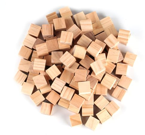 105 x Holz Würfel 20mm Kleine Holzwürfel zum Basteln, Holzwürfel Blanko Natürliche, Quadrat Holzklötzchen zum Basteln, Bastelklötzchen, Holzklötze zum Basteln für DIY Handwerk Zahlen Malen Deko
