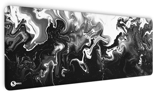 Gaming Mauspad XXL Schwarz-Weiß 80x30 cm 4 mm dick rutschfest Deskmat PC | Mousepad Tastaturunterlage extrem gleitfähige Oberfläche sauberen Rändern scharfem Druck und 4 mm Komfort