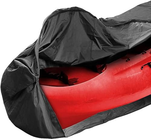 Generisch Schwarz,18FT*3.1FT/5.5m*1m, Kajak Abdeckung,420D Oxford-Stoff Kanu Boot,Universal Kajak Abdeckung,Wasserdicht UV-beständig Staubschutz Abdeckung,für Kanu-Boot/Kajak/Paddelbrett