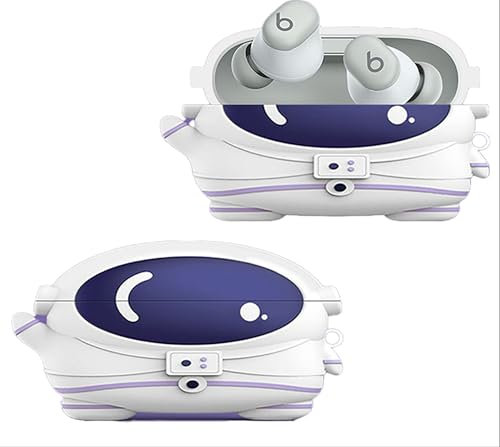 GIOPUEY Cover Compatibile con Beats Solo Buds, Carino Divertente Cartone Animato TPU Silicone Custodia, Protettiva Case Cover con Gancio Portachiavi per Uomini Donne - Astronaut