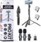 Vlogging Kit for iPhone, YouTube TikTok Podcast Video Recording Starter Kit for Content Creators, Equipment: Full Size Tripod, Phone Stabilizer, Bluetooth Shotgun Microphones & LED Lights