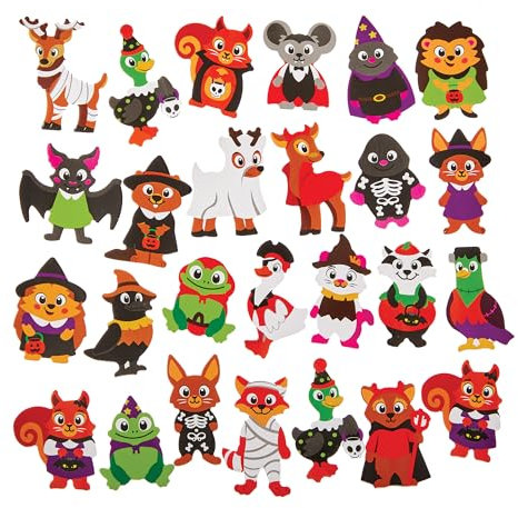 Baker Ross FN287 Halloween Waldtiere Schaumstoffaufkleber - Packung mit 150 Aufklebern, Halloween Aufkleber für Kinder