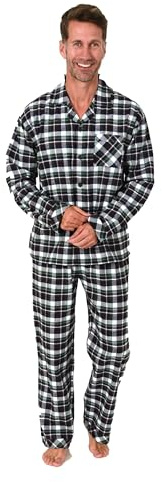 Normann Herren Flanell Schlafanzug Pyjama in Karo Optik - auch in Übergröße