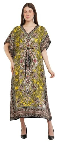 Shah Crafts.Women Kaftan Dress Kimono Long Beach Cover Up Gown Swimsuit Maxi Top Night Dress Robe Loungewear One Size