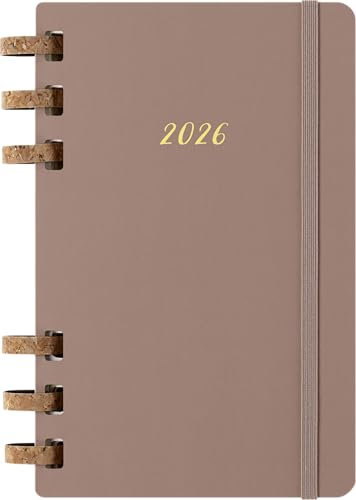 Moleskine Life Planner 2026, Wochen- und Monatsplaner Spiral 12 Monate, Fester Einband und Gummibandverschluss, Farbe Mandel, Größe Large 13x21 cm
