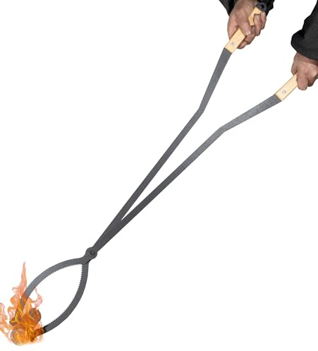101,6 cm Kaminzange, Holzgreifer aus hochwertigem, robustem Stahllegierung. Feuerzange mit Holzgriff, ideal für Feuerstelle, Kamin, Lagerfeuer, Innen- und Außenbereich, verbesserte Feuerstelle,