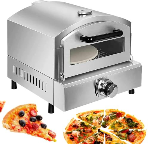 Eastnmythet Countertop Pizza Maker, Stainless Steel Pizza Oven Indoor, 2 Tier Pizza Oven with 12in Pizza Stone, for Party and Outdoor Cooking,Gas