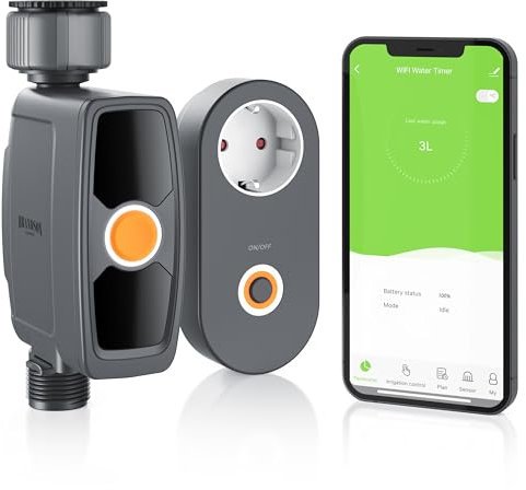 Brandson - Bewässerungscomputer WLAN - WiFi Bewässerungssystem Garten - App Smart Life - Smart Home - Bewässerungstimer - Automatische Bewässerung - Regenverzögerung - Alexa
