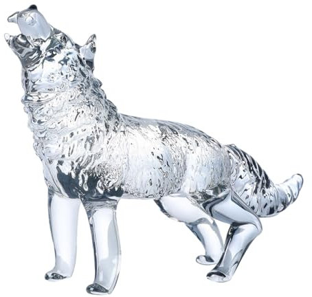 yanwuwa Kristallglas Wolf Figur Heulender Wolf Statue Hand Glas Tier Skulptur Sammlerstück Briefbeschwerer