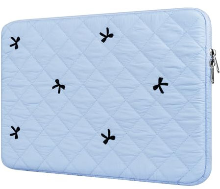BAAGOAZ Housse pour Ordinateur 13-14 Pouces, Pochette de Protection avec Nœuds Brodés, Sacoche Compatible avec 13-14 MacBook/Chromebook/PC Portable, Bleu