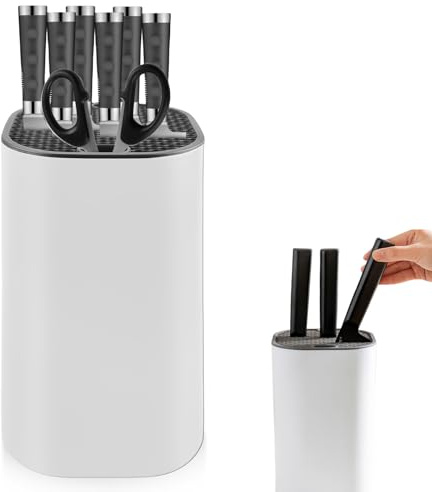 Messerblock ohne Messer Universal - Weißer Messerhalter | Küchenmesser Organizer für Alle Messertypen | Moderner Quadrat Messerblockhalter Unbestückt