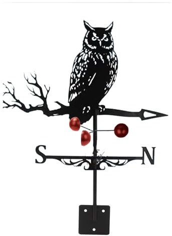 mumisuto Coq Girouette, Girouette Rétro en Métal, Girouette en Fonte, Girouette de Jardin Exterieur Coq Girouettes Métal Girouette Vent Outil de Mesure, Décoration de Jardin/Toit/Cour (Hibou)